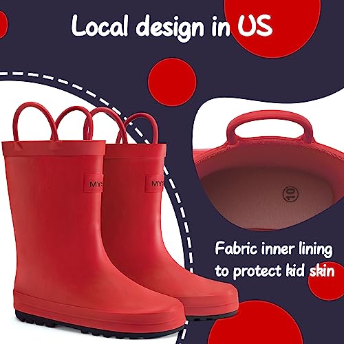 Image of mysoft Kids Rain Boots for Girls Boys Toddler Waterproof Rubber Cute Printed with Easy-On Handles