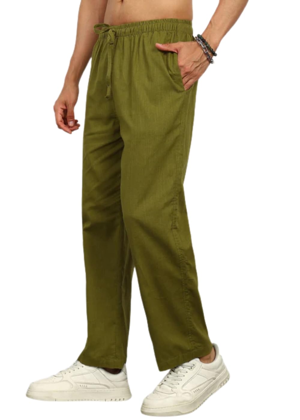 Men’s Solid Green Pyjama Pant | Soft Cotton Sleepwear Bottom | Elastic Waist Comfortable Lounge Wear Pajamas for Men-picture-11