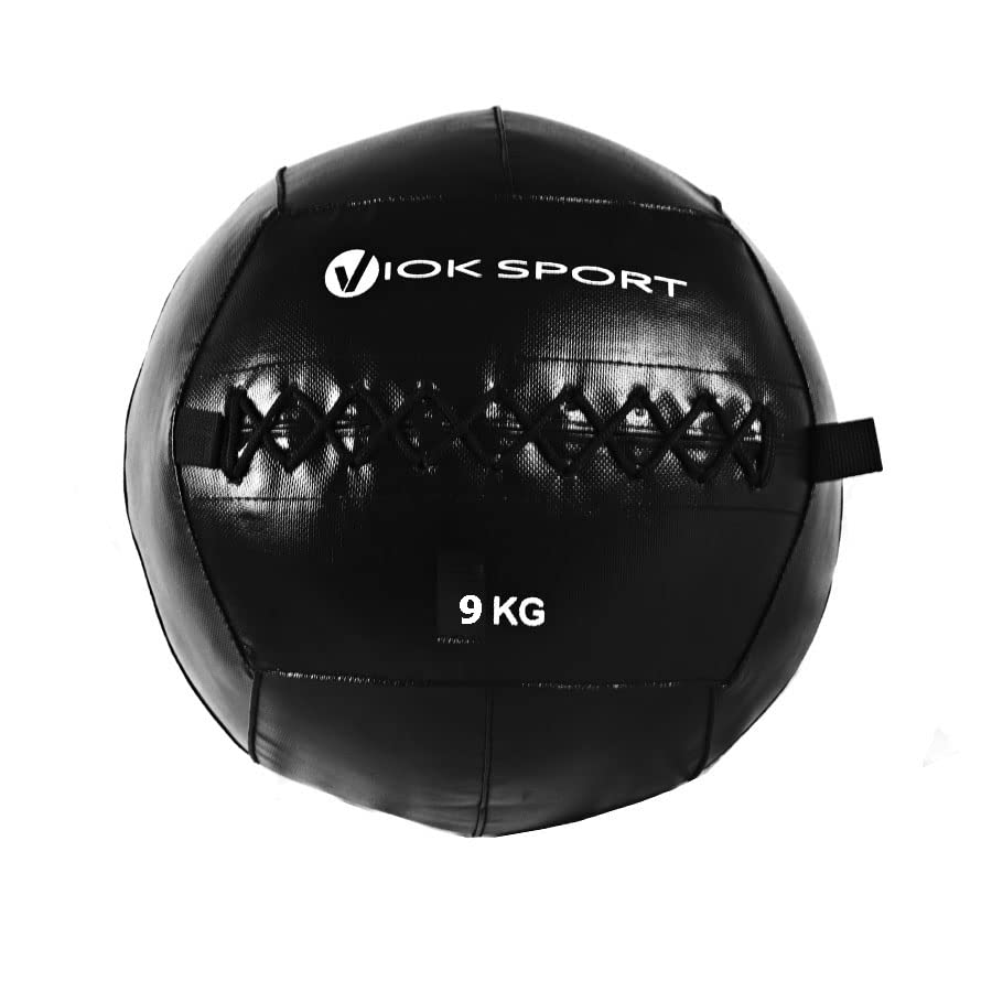 VIOK SPORT Wall Ball 7, 8, 9 y 15 kg Balón de Entrenamiento para Cross Training, Fuerza y Core - Fabricado en PVC - Resistente y Versátil (9 kg)