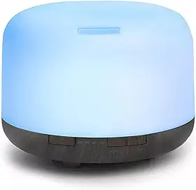 Difusor Aromatizador Ultrassônico Umidificador de Ar Portátil com LED 7 Cores de Purificador de Ambiente, Melhora a Qualidade do Ar, e Proporciona Relaxamento com Aromaterapia (Madeira Escura)