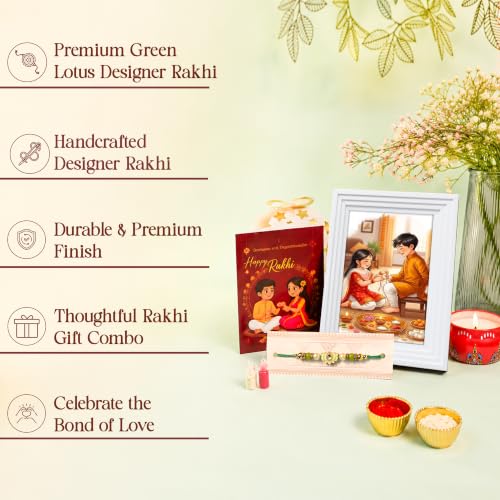 Image of Art Street Table Rectangular Photo Frame with Lotus Floral Rakhi, Plexi Glass, Engineered Wood Step Photo Frame for Home and Office Decoration Tabletop (White, Size- 4x6 Inch)