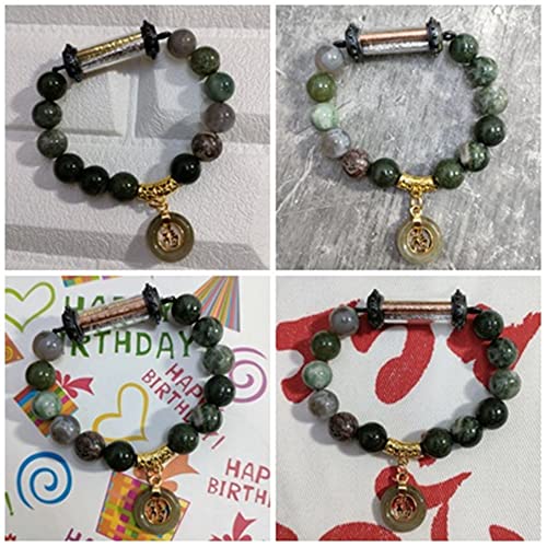 Image of Heavens Tvcz Multi-Color Jade & Takrut Prosperity Bracelet - 6″ Elastic Talisman for Wealth, Luck & Love