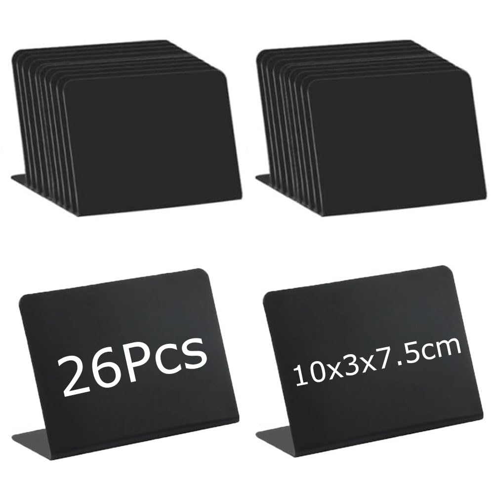 26 Pezzi Mini Lavagna, Cartellini Prezzi, Tipo L Numeri Tavoli Ristorante, lavagnetta cancellabile, Segnaposto,Lavagnetta per la Festa di Nozze del Caffè a Buffet Gastronomico(10x3x7,5 cm)