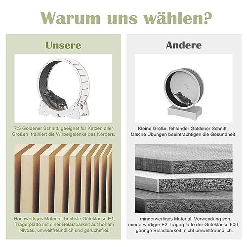 Naviconvex Katzenlaufrad XL Durchmesser 113cm Groß laufrad Katze Super Leise Katzen Laufrad mit abnehmbarem Teppich und Katzenangel zum Laufen/Gehen/Trainierenfür, geeignet die meisten Katzen