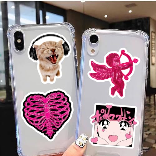 Calcomanías estéticas Y2K de calaveras góticas rosa y negro, regalos originales para amigos 4