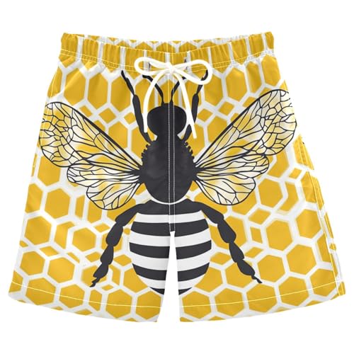 Boys Beach Board Shorts Bees Insect Funny Swim Trunk Teen Swimwear 8-16Y Multicolor