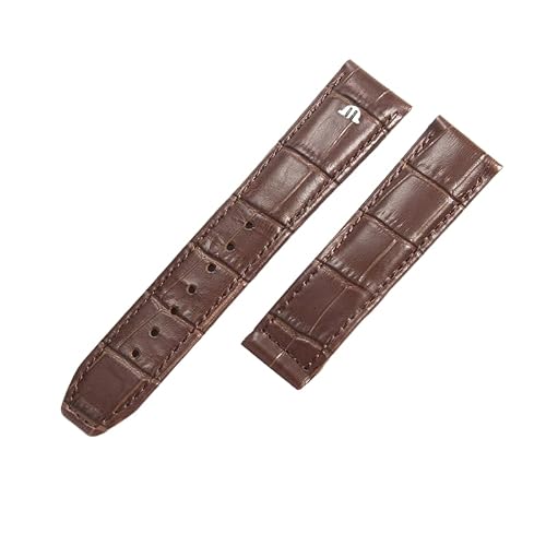 Image of ROUHO Leather Watch Band with Deployment Clasp Waterproof Replacement Watch Strap for Maurice Lacroix Pontos Eliros PT6148 PT6168 MP6347-Brown Without Buckle 20mm