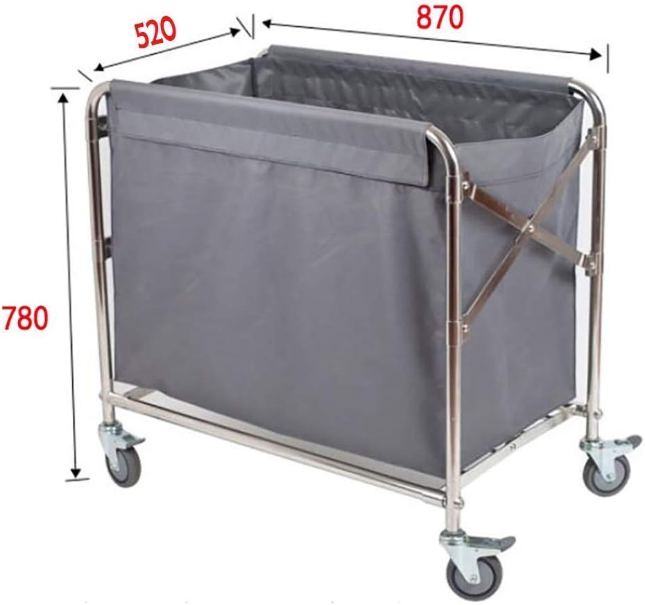 Trolley Trolley On Wheels Tool Folding Lobby Linen Cart with Universal Brake Wheel, Hotel Laundry Sorter Rolling Cart, Grey Removable Cover