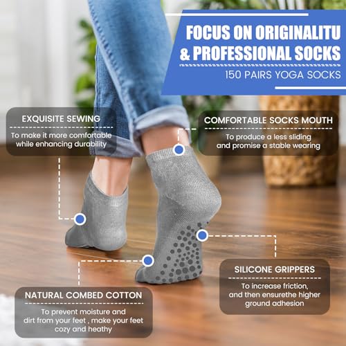 Image of Liitrsh 60 or 150 Pairs Pilates Grip Socks Bulk Unisex Non Slip Yoga Grippy Socks Woman for Adults Yoga Pilates Hospital