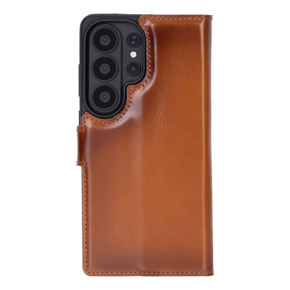 Solo Pelle Lederhülle Harvard kompatibel für das Samsung Galaxy S26 RFID inklusive abnehmbare Hülle mit integrierten Kartenfächern RFID (Cognac Braun, S26)