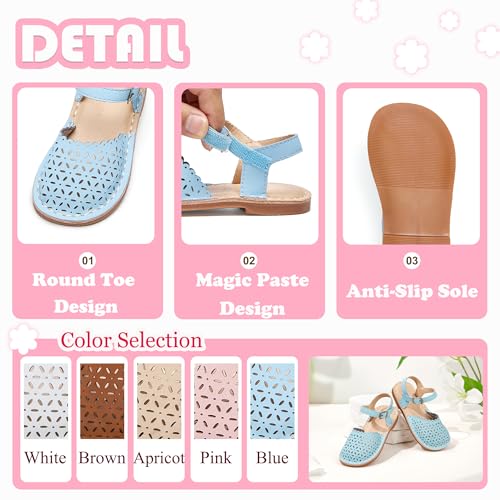 Image of Flaryzone Girls Sandals Closed Toe Summer Flats Dress Sandals Shoes Toddler /Little Kid