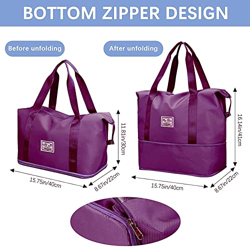 Image of Nylon Duffle Bag for Travelling |Waterproof and Large Travel Bag for Women's Luggage | Expandable & Multipurpose Large Capacity Weekender Carry Bag (Wine)