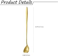 Vista 7 de NMQLX Juego de cucharas de postre, 6-16 cucharas de acero inoxidable con forma de flor de 7 pulgadas, cuchara de frutas para helado para el hogar