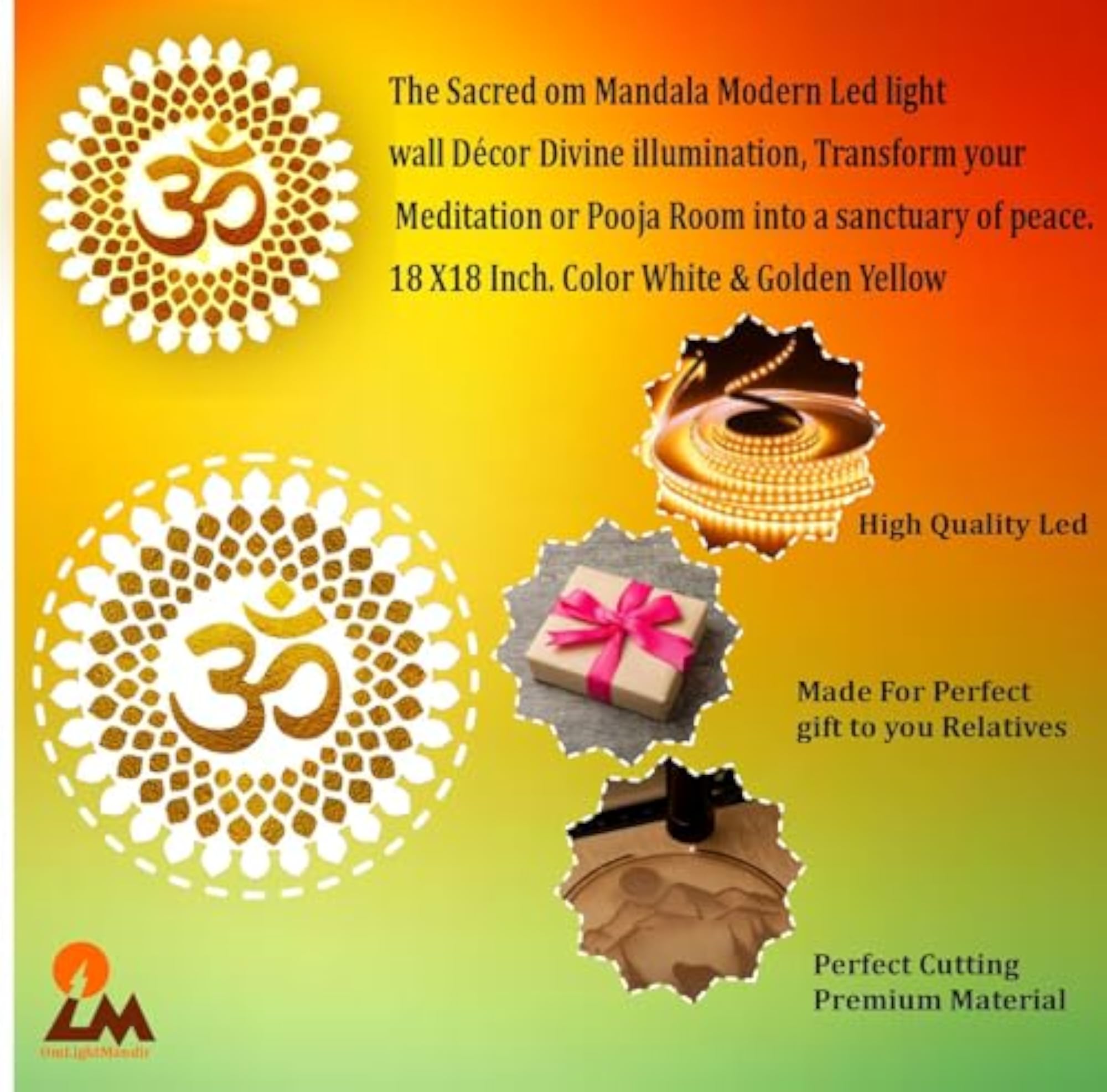 The Sacred om Mandala Modern LED Light Wall Décor