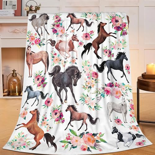 Horse Blanket Horse Throw Blanket Gifts for Girls Women Kids Boys Adults Man Super Soft Cozy Plush Fluffy Fuzzy Fleece Blanket Decor 40X50