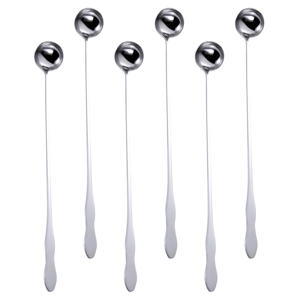 LALADEFIEE 6-pack Stainless Steel Stirring Spoons Long Gourd Handles 32cm Heat Resistant Ice Spoons