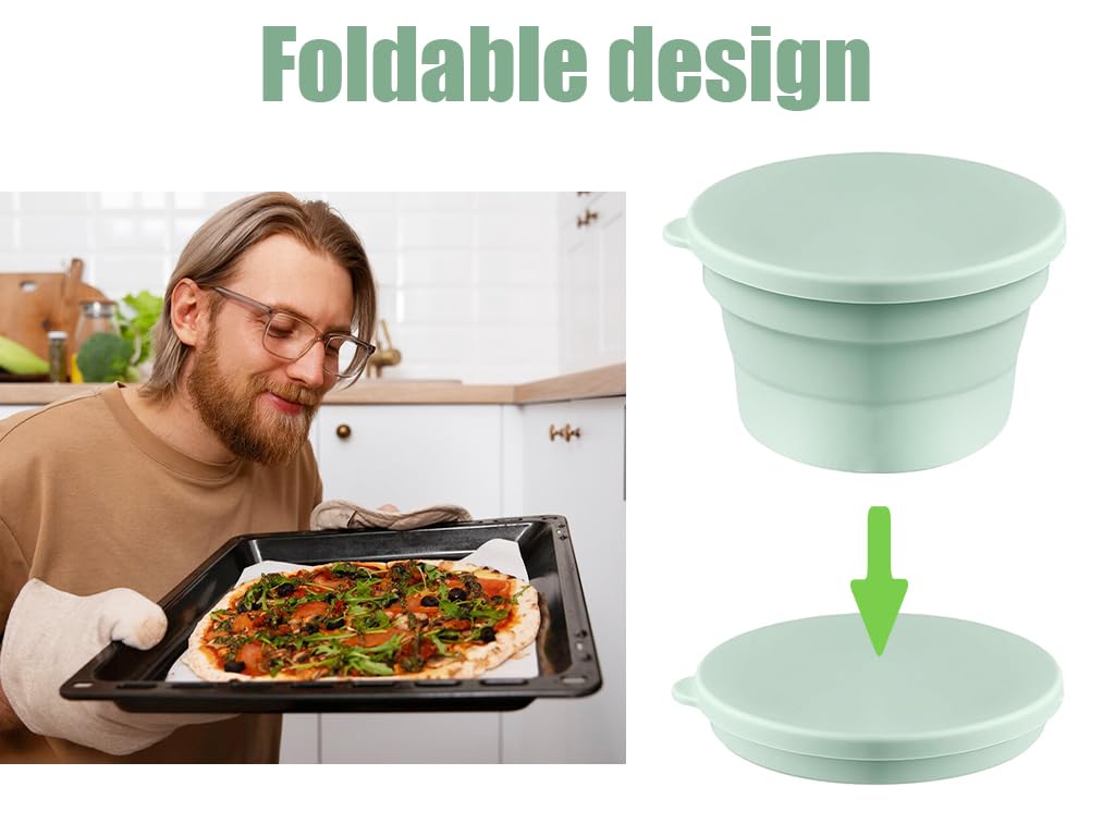 4er-Set Pizzateig-Box Mit Deckel – Antihaft, Faltbar, Für 250-300g Teig, Geeignet Für Pizzen Bis ⌀32cm, Perfekt Für Die Gärung & Lagerung