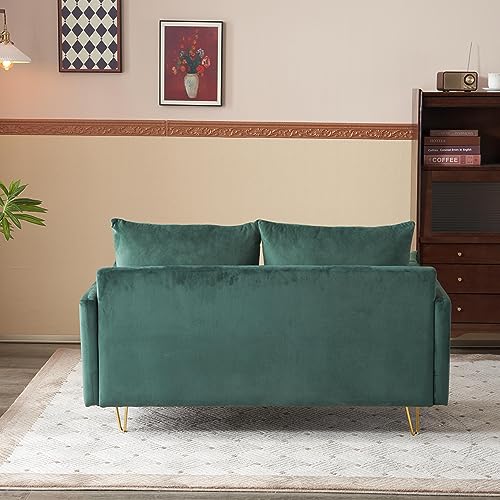 オーエスジェイ(OSJ) ソファ ソファー 2人掛け 2.5人掛け 幅133 クッション2個付き ローソファー 木製 天然木 コンパクトソファ ソファ レトロモダン 北欧 ビリジャン ベルベット [5]