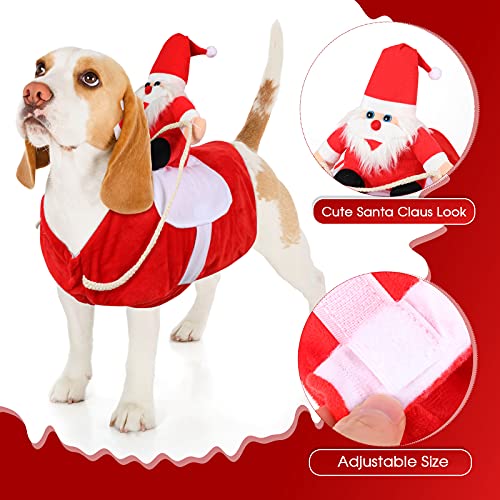 Dog Santa Claus Riding Costume Christmas Funny Dog Clothes And Reindeer Antlers Headband Pet Elk Headwear Xmas Pet Outfit Dressing Up Accessories For Pet Dog Cat Christmas Halloween Party Decor, Large #TOP5