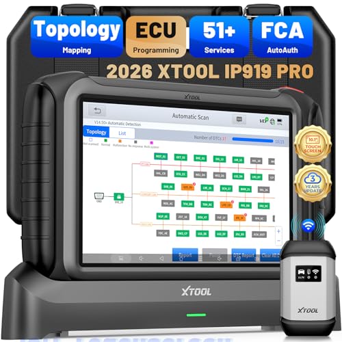 XTOOL IP919 PRO Scan Tool, ECU Pr0gramming Car OBD2 Scanner with Topology Mapping, Upgrade of D9S...