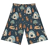 ALAZA Fashion Bear Tree Moon Pajama Shorts Elastic Waist Casual Sleep Shorts with Pockets Size 6-8 Years