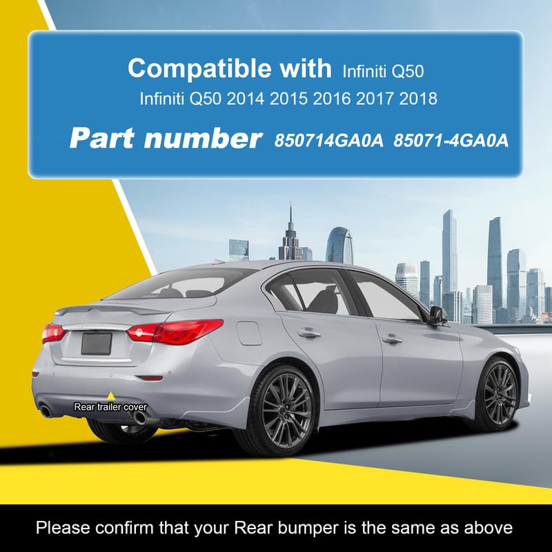 Goholy Car Rear Bumper Tow Hook Cover Compatible with Infiniti Q50 2014 2015 2016 2017 2018 Trailer Cover Cap 850714GA0A 85071-4GA0A Small Lid Towing Eye Cap