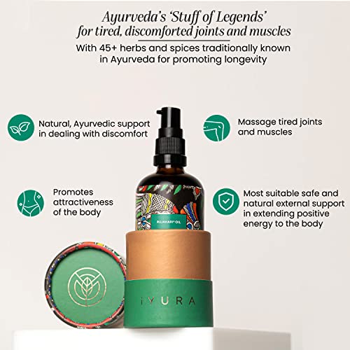 Iyura Rujahari Oil – Polyherbal Joint Massage Oil For Dealing With Discomfort & Fatigue - Rejuvenating Oil With Shatavari, Indian Ginseng & 40+ Ayurvedic Herbs – 3.38 Fl Oz #TOP1