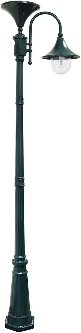 GAMA Sonic Everest Outdoor Solar Lamp Post Light Kit, Black Cast Aluminum Industrial Style Downlight Lamp and Concrete Sleeve Anchors with Warm White Light 2700K (109001)