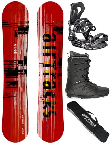 AIRTRACKS Snowboard Set Board Linear Camber Extra Wide 168 + Snowboard Bindung Master + Boots Star Black 46 + Sb Bag