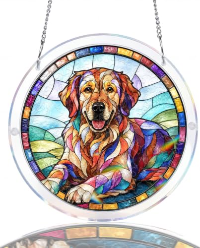 Rompecabezas acrílico DIY para atrapar la luz - Golden Retriever, 7.4 pulgadas | Decoración para ventanas y jardín, regalos únicos para mamá, mujeres, esposa, hermanas, tías y amigas miniatura 1