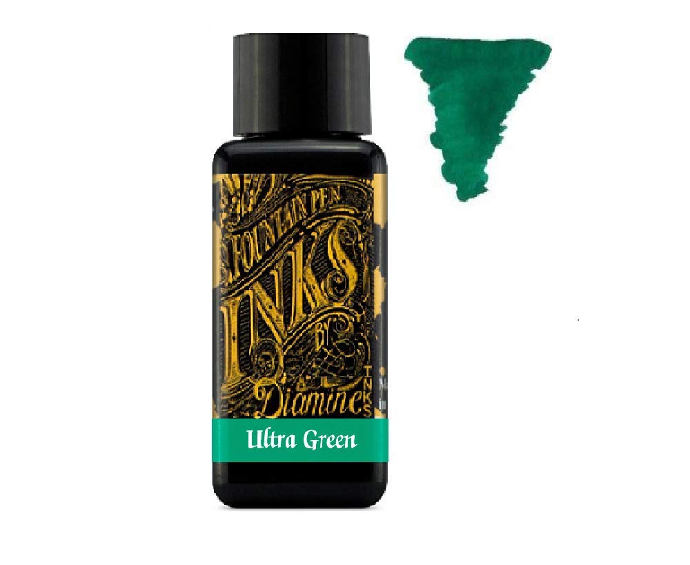 Atrament do piór wiecznych Diamine 30 ml - Zestaw kolorów - 6 x butelek - Writers Blood, Sepia, Imperial Purple, Midnight, Hope Pink, Ultra Green