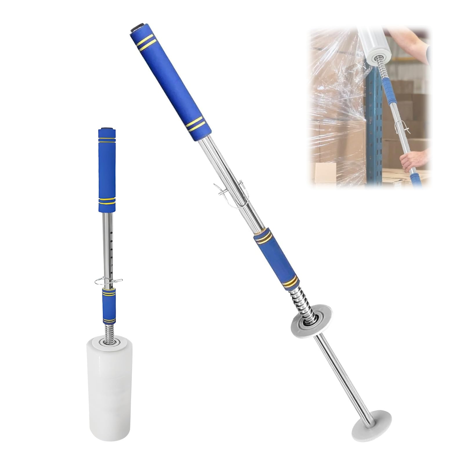 Dispensador de Film Estirable, Desbobinador Manual de Film Estirable para Rollos de 15-50 cm de Ancho Dispositivo Tirador de Film con Asa para Embalaje de Muebles y Artículos de Grandes Dimensiones