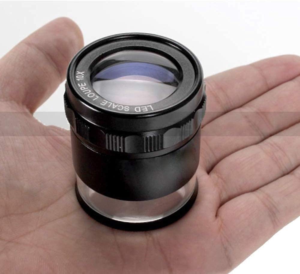 Vergrößerungsglas, 10-fache Vergrößerung, Messlupe, hochauflösendes Vergrößerungsglas mit 8 LED-Leuchten