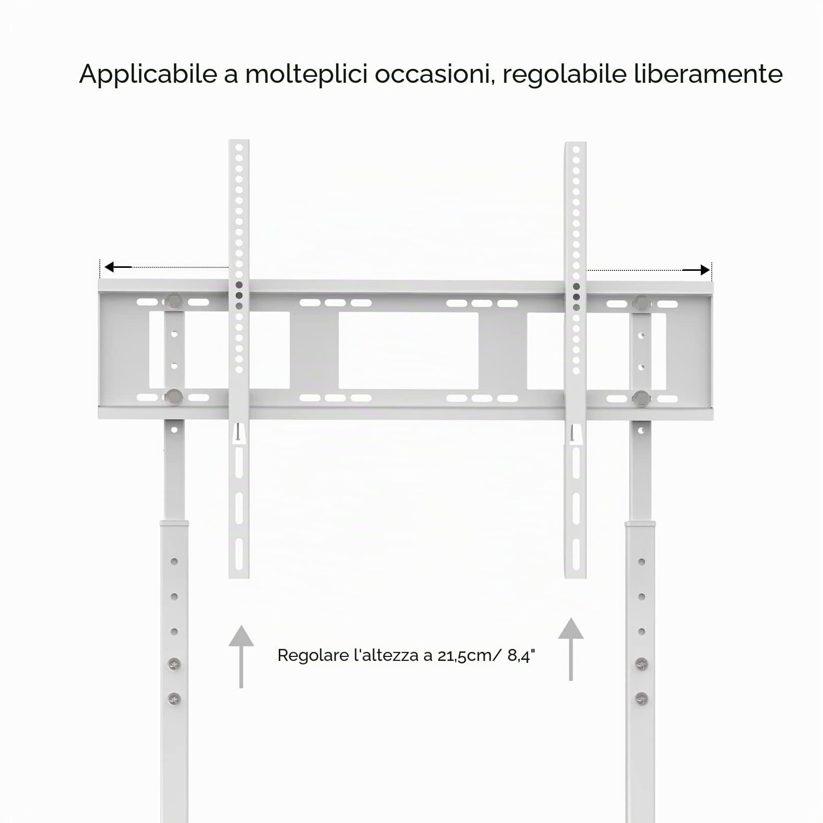 UNHO Supporto TV da Pavimento Bianco: Porta TV da Terra Stand TV per 32-100 Pollici Porta Televisore da Pavimento Verticale Universale Altezza Regolabile Max VESA 800x600mm Max Capacità 40kg