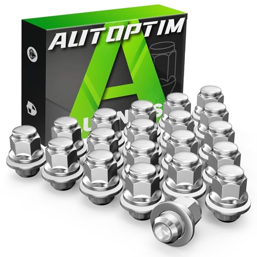 AUTOPTIM M12x1.5 OEM Lug Nuts - Replacement for Toyota Tacoma RAV4 Corolla Camry Sienna Lexus 13/16 (21mm) Hex Chrome Mag Flat Seat Closed End Factory Wheel Lug Nuts with Washer (20PCS)