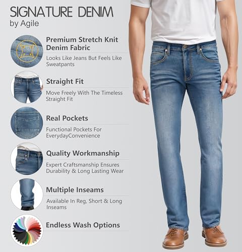 Image of ETHANOL Men's Straight Knit Denim Jeans