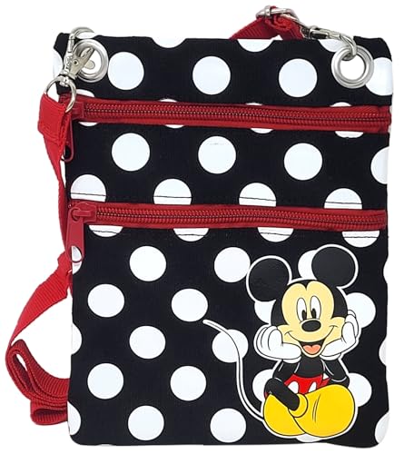 Disney Passport Crossbody Bag Mickey Mouse Print Travel (Black)
