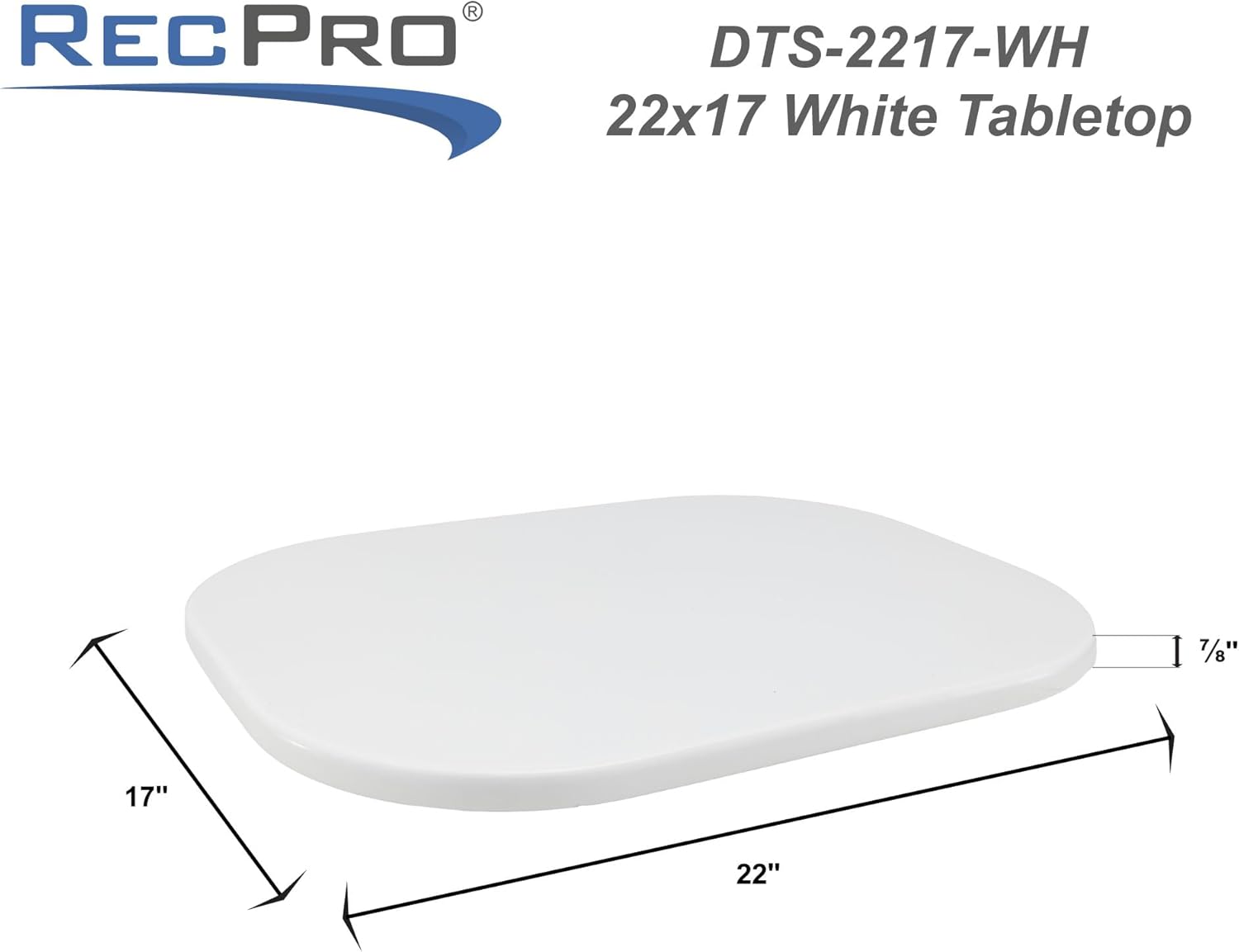 RecPro RV Solid Surface Table Top | Works with Lagun Table System | for Indoor, Outdoor, & Marine Use (22" x 17")