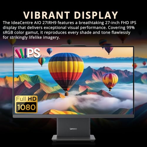 Image of Lenovo IdeaCentre 27 inch FHD All-in-One Desktop, Intel Core i5-13420H, 32GB DDR5, 2TB Storage (1TB SSD+1TB Docking Station), 5.0MP Camera, Wi-Fi 6, Wireless Keyboard & Mouse, Windows 11, Luna Grey