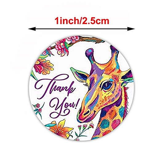 Cute Animal Flower Thank You Stickers 1000 1 Inch Round Panda Elephant Bird Plant Thank You Label 500 Labels Per Roll For Birthday Gift Bags Baby Shower Wedding Kids Toys Teacher Reward Stickers #TOP1