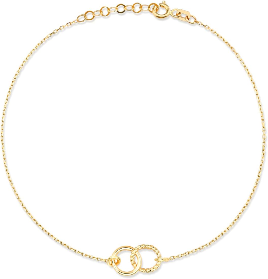 Gelin 10K or 14K Solid Gold Interlocking Circles Bracelet