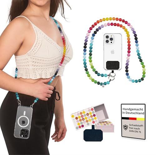 Verbesserte Holz Handykette Perlen lang zum Umhängen inkl. Patch...