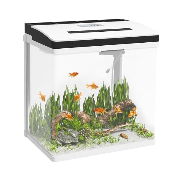 PawHut Aquarium 28L Glass Fish Tank w/Filter, LED Lighting, Water Pump