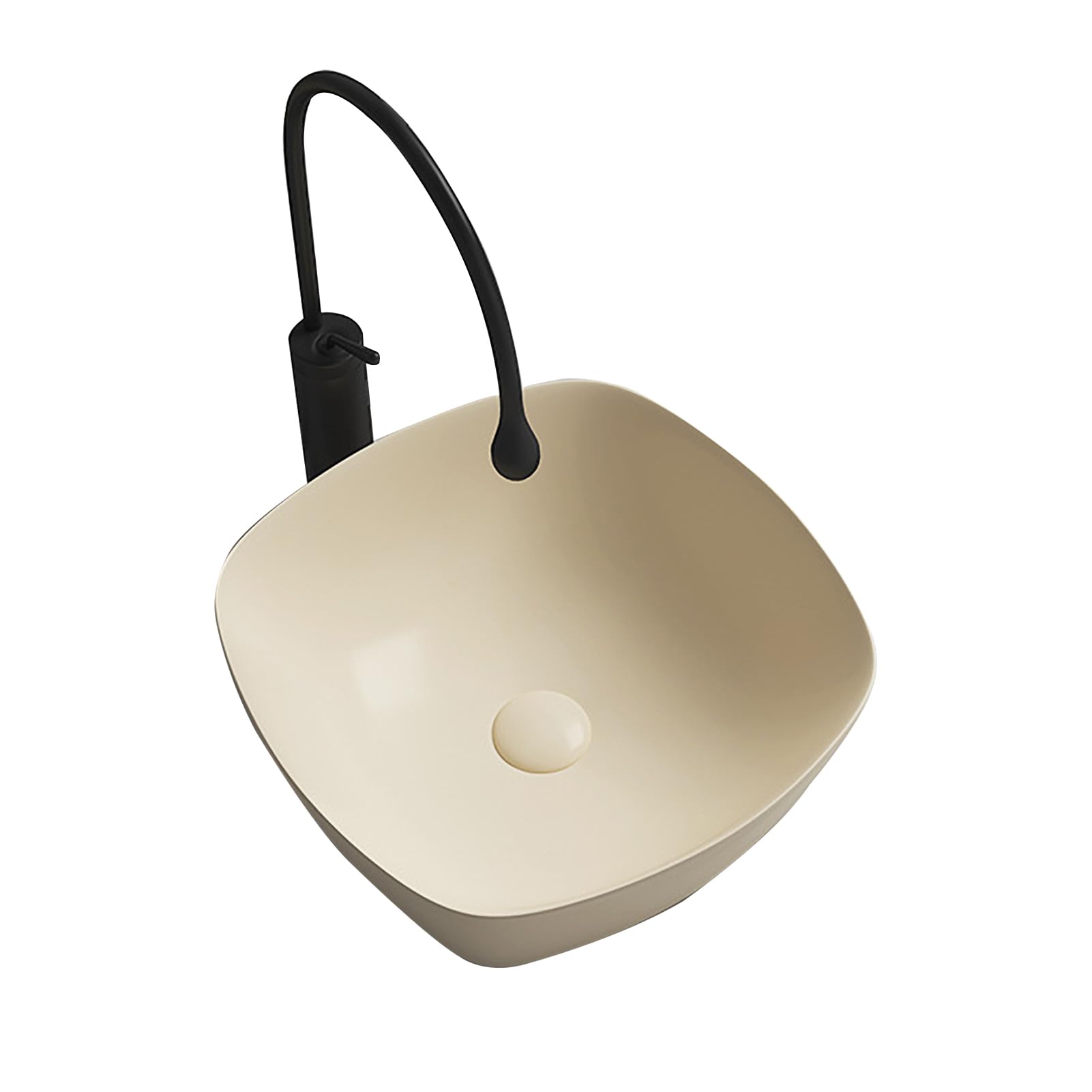 ASerZenith Bathroom Sink Above Counter Ceramic, Modern Lavatory Vanity Sink Basin With Faucet, Vanity Sink Bowl Easy To Install, For Cabinet Lavatory Vanity Cloakroom(C-60X38X14Cm)
