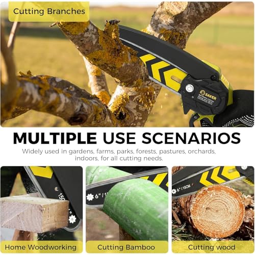 Image of Saker Mini Chainsaw,6 Inch Portable Electric Chainsaw Cordless, Small Handheld Chain saw for Tree Branches,Courtyard, Household and Garden (SK1806D-Y)