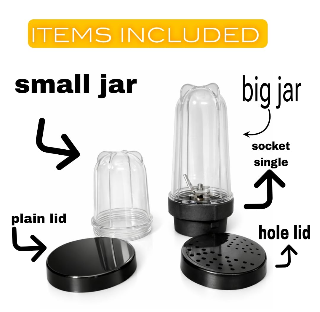 Bullet Mixer Grinder Jar Set of 2 Jar (600ml & 300ml) | BPA-Free Heavy-Duty Replacement Bullet Jars | Leakproof | Compatible with 4 teeth coupler and 2 lock systems (Black) — Amazon image 3