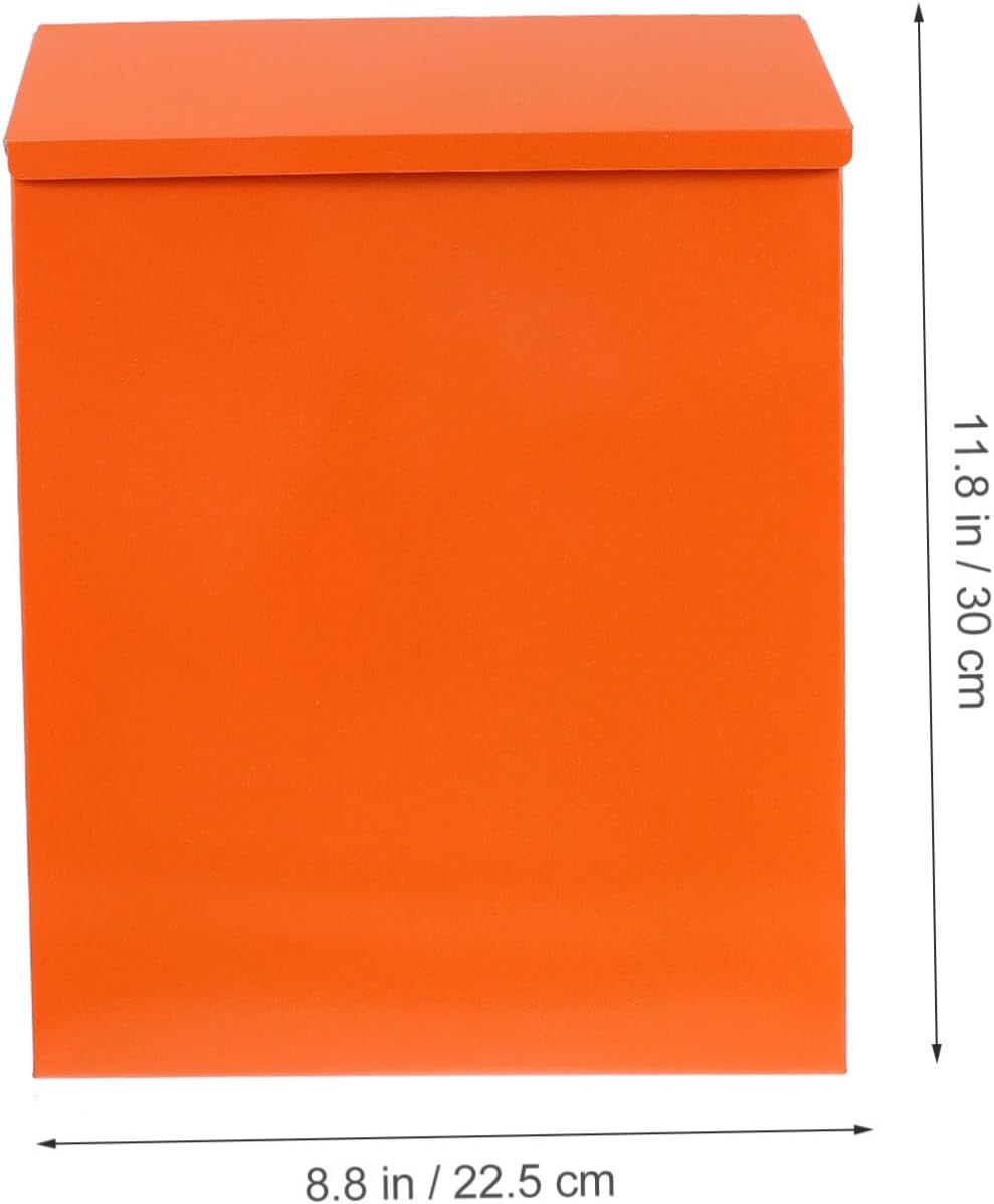 1set Creative Locking Mailbox for Wall Mount Practical Iron Suggestion Box Key Lock for Secure Mail Storage Office School and Home Use Orange