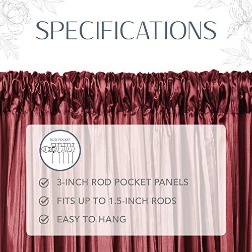 Elrene Home Fashions Athena Faux Crushed-Silk Window Curtain Panel And Valance Set, 52"X84" (2 Panels) & 1 Valance, Red #TOP4