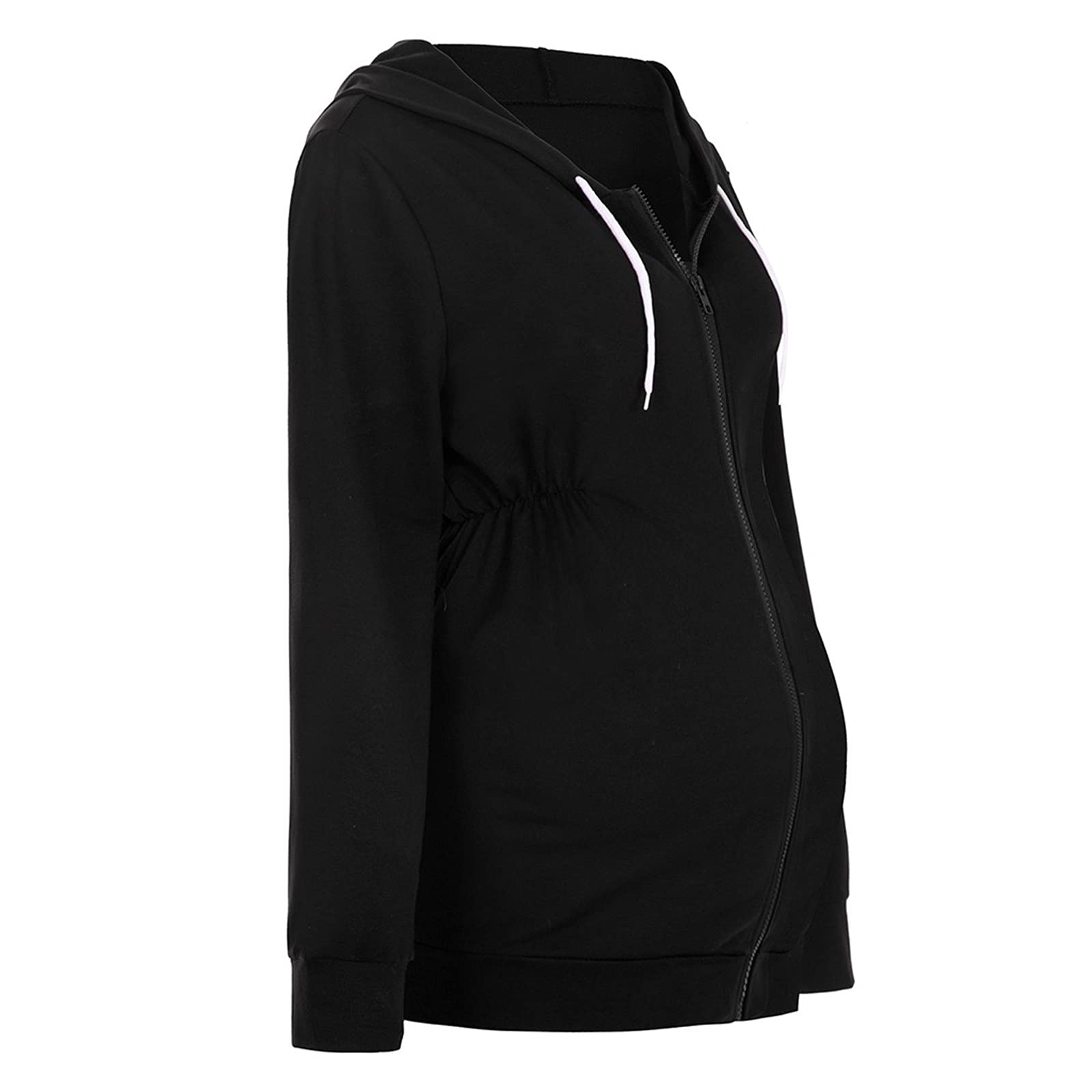 Divertente felpa con zip lunga gravidanza con tasche camicetta maternità top donna