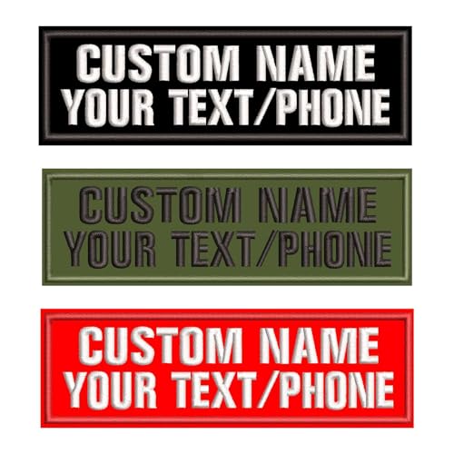 Custom Name Tapes 2 Line, Embroidery Uniform Text Patch, 2PCS Personalized Military Patches Hook...